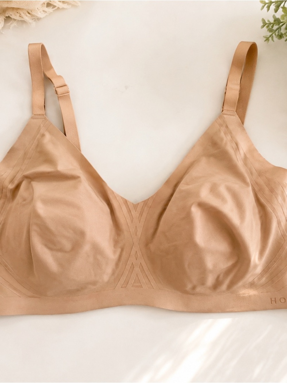 Honeylove CrossOver Wireless Bra 2X tan support slimming comfy plus